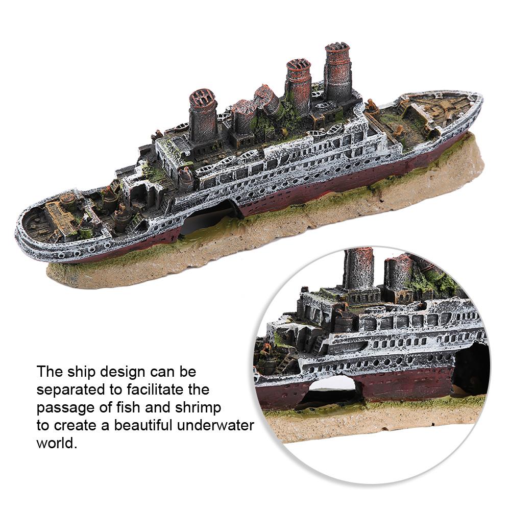 Titanic Lost Wrecked Boat Ship Aquarium Decoration Ornament Wreck Ornaments