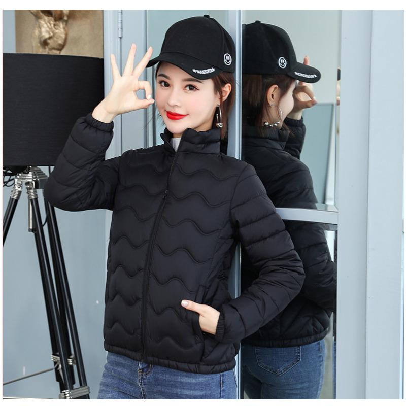

Новая легкая и тонкая хлопковая одежда Женская короткая приталенная пуховая хлопковая одежда Студенческая куртка с воротником-стойкой 4XL чёрный