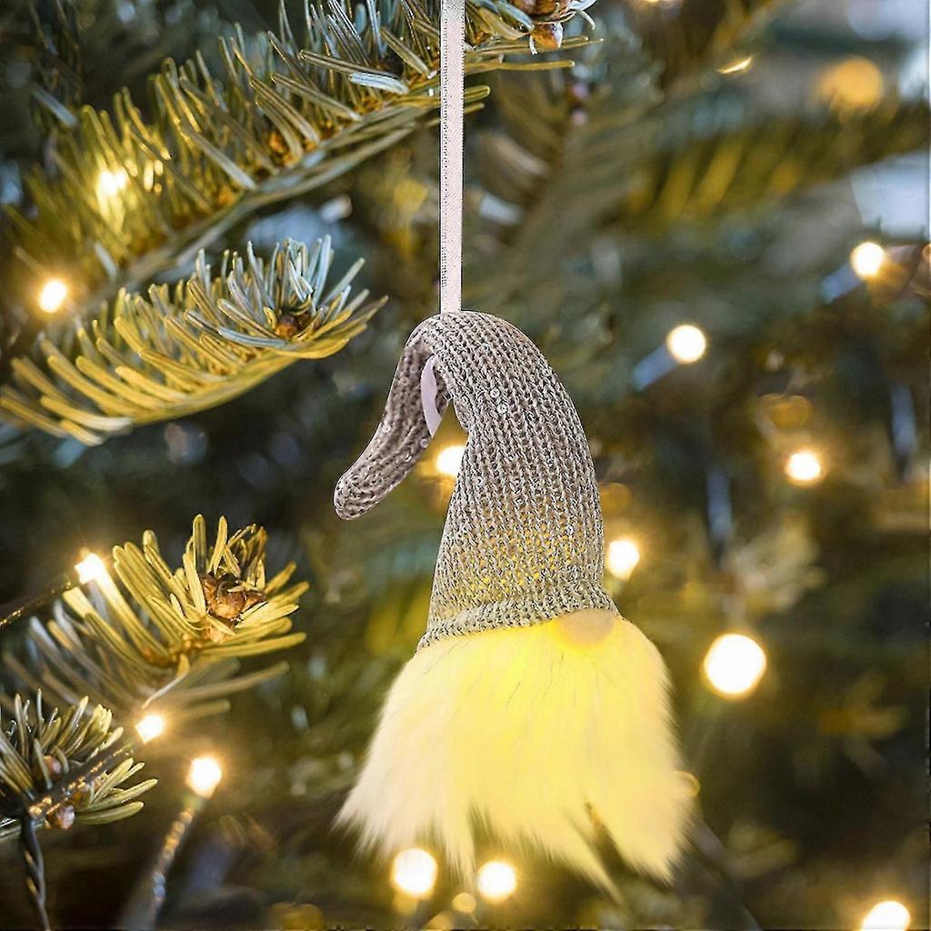 Christmas Gnome Light Up Plush Ornament Handmade Swedish Doll Christmas Decorations With Sequins Se