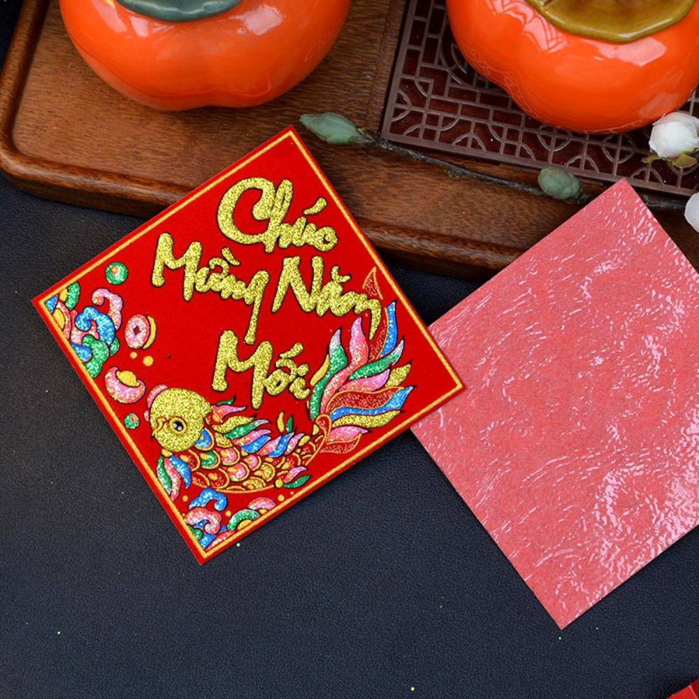 2pcs Vietnamese Spring Festival Couplet Glitter Wall Decal Spring Festival Window Sticker Wall