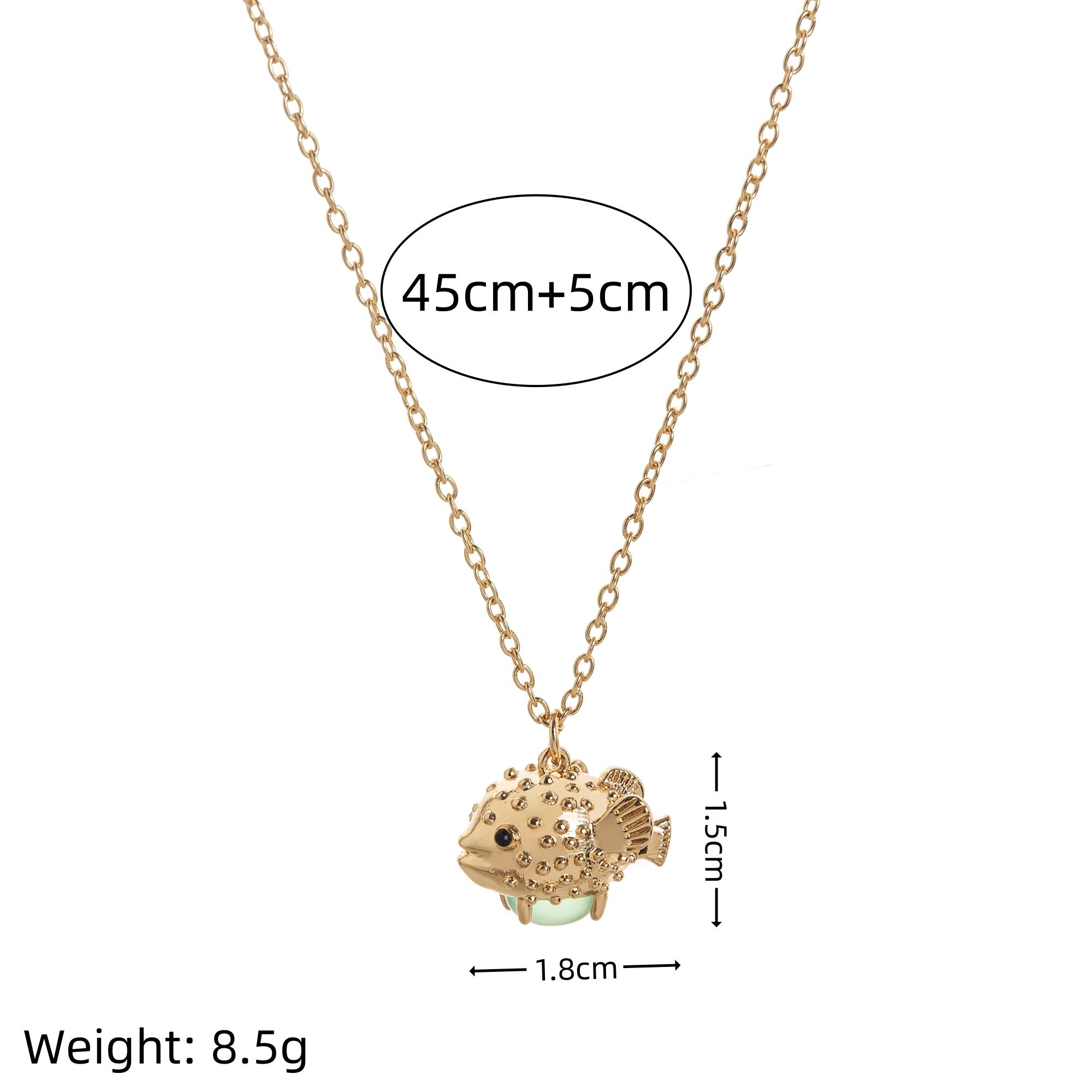 

Summer beach series style niche pufferfish pendant natural stone necklace collarbone chain 45cm