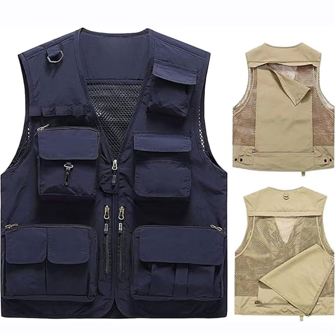 

inotenka Рабочие размеры Рыбалка На открытом воздухе Нейлоновый рабочий жилет с 15 для и больше Мужской жилет, M-7XL, Жилет, Весенне-летний жилет, Карманы, Многофункциональный,