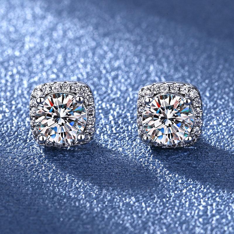 925 Sterling Silver Female Luxury Crystal Round Stud Earrings Vintage Wedding Jewelry White Zircon Stone Earrings New Nice