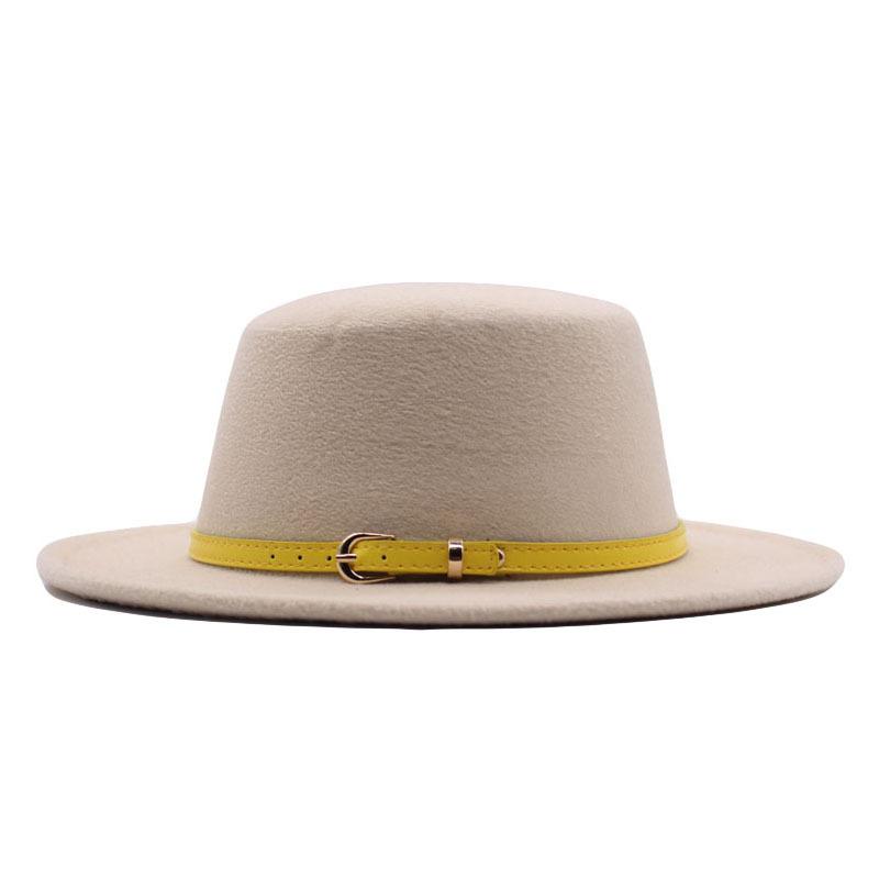 British Hat Retro Woolen Hat Wide Brim Flat Top Top Top Hat Simple Autumn and Winter Hat Trendy Sun Hat Felt Hat