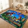 Dinosaur Theme Soft Crystal Velvet Rug Custom Name & Text Print Non Slip Floor Rug for Bedroom Living Room