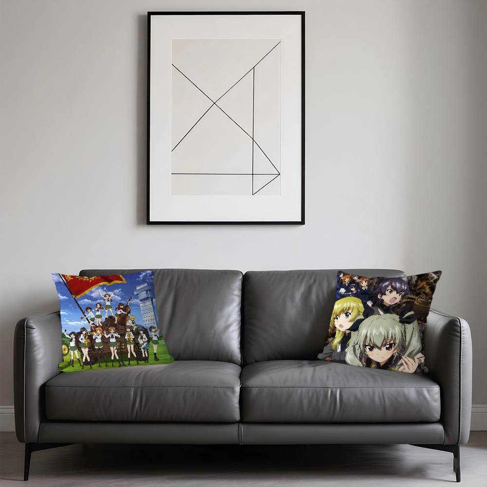 Anime G-GIRLS Und PANZER Cushion Cover Pillowcase Upholstery Sofa Throw Pillow Home Decor Pillowcas