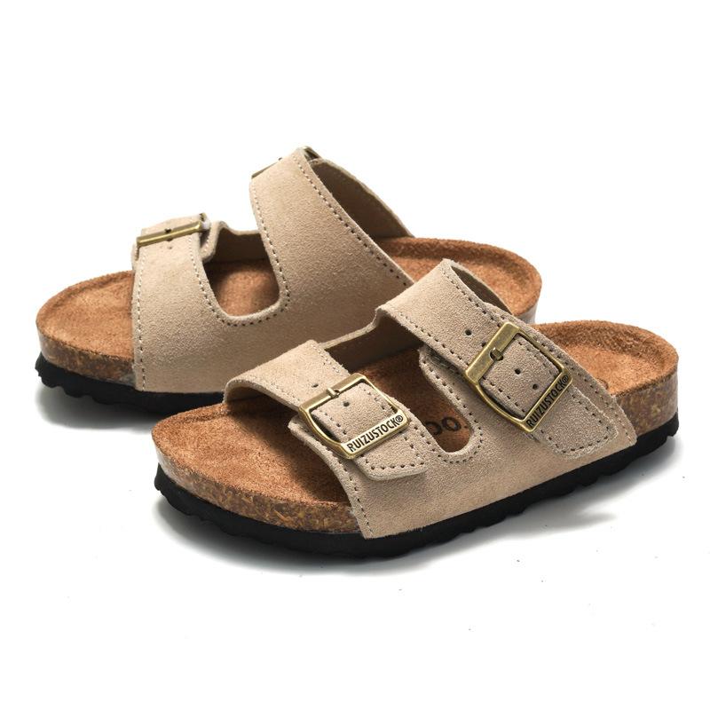Frühlings-Neuheiten Kinder Frosted Kork Hausschuhe Jungen Strandschuhe Mädchen Studenten Sandalen Atmungsaktiv KWN