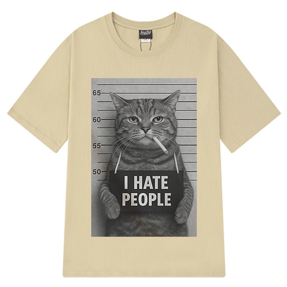 2026 Summer Cotton Printed TShirt Mugshot Cat Meme Graphic Tee Unisex WOMEN Plus Size Loose Casual Hip Hop Rap Breathable Top
