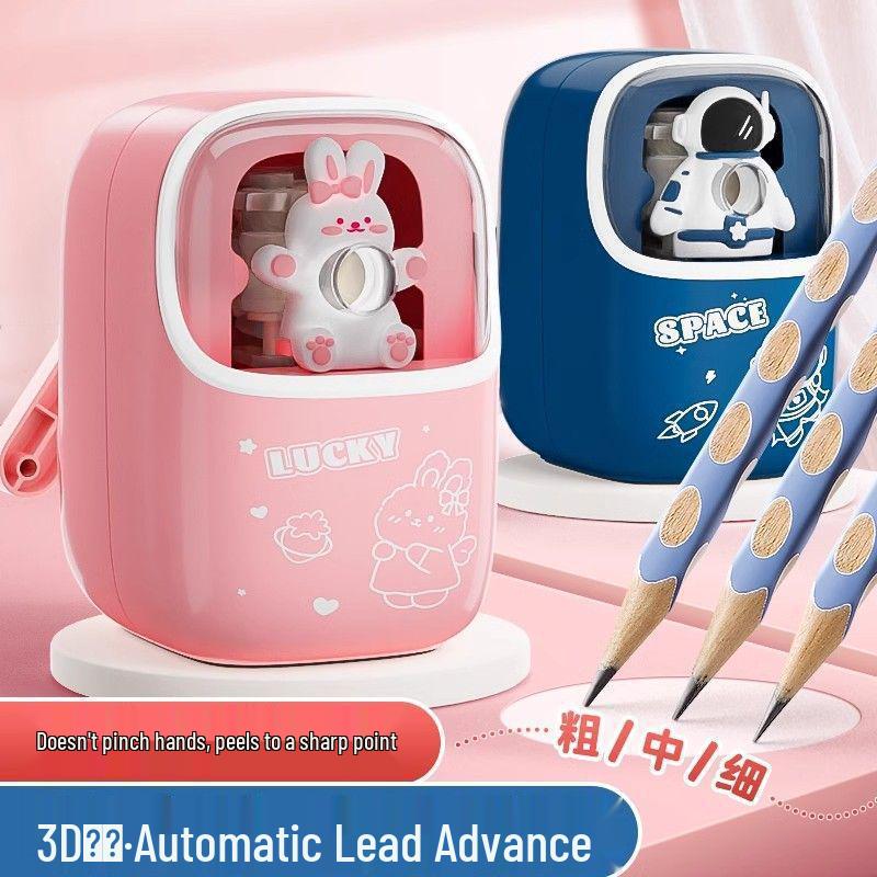 Automatic Pencil Sharpener with Lead Advance for Students and Children Pink Rabbit