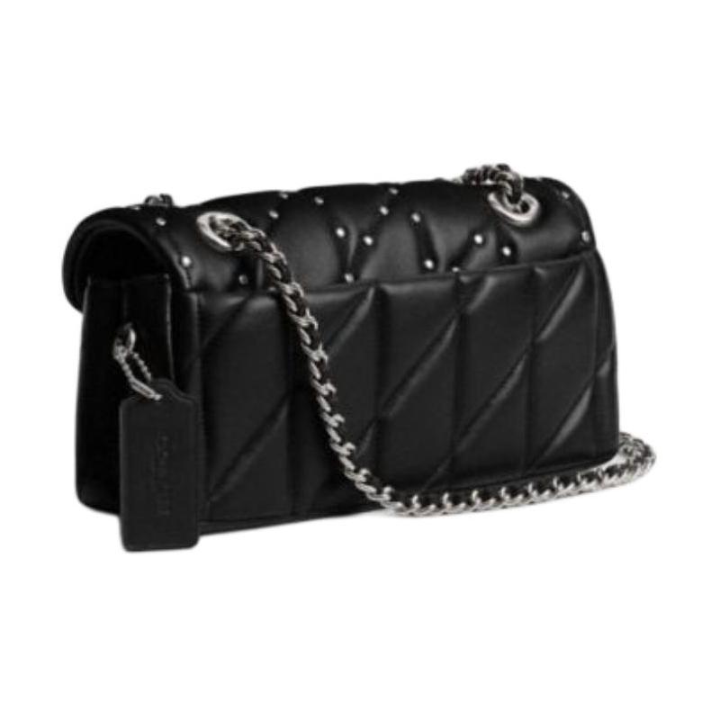 Coach Tabby 20 Rivet Push Lock Sheepskin Crossbody Bag Women's Black