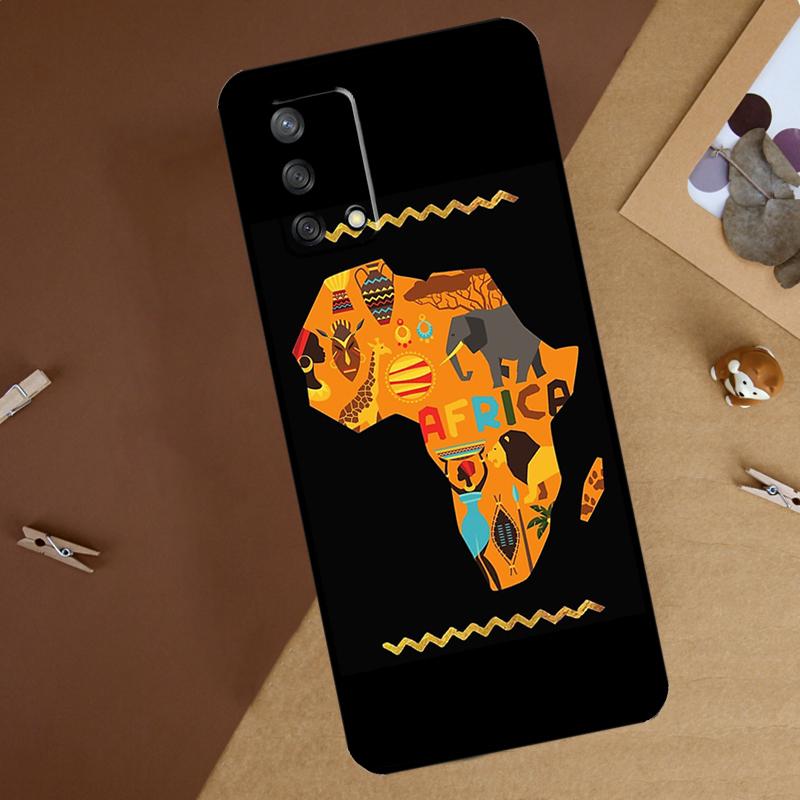 Map of Africa African Fabrics For Oppo A16 A76 A96 A40 A60 A80 A74 A94 A54 A18 A38 A58 A78 A98 A15 A57S A17 A77 Phone Case