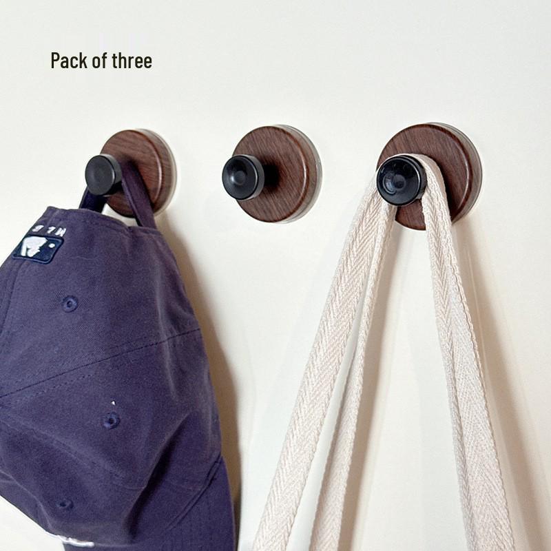 Wood Grain No-Drill Rotating Suction Cup Hook for Clothes - Super Strong & Traceless, Guest Room Door Back Adhesive Hook