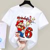 Super Marioes Bros Nummern 1-10 Bedruckte T-Shirts Anime Cartoon Süßes Kurzarm-Oberteil Jungen Mädchen Sommer Baumwolle Rundhals T-Shirt