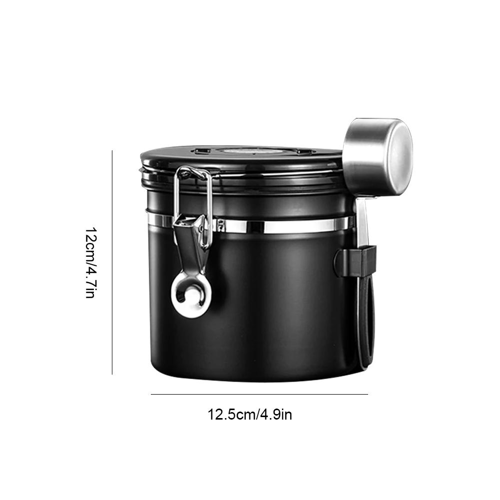 

Контейнер для кофе из нержавеющей стали 40/50/60 унций с герметичной крышкой и ложкой, набор банок для кофе, клапаны для выпуска CO2 для кофейных зерен