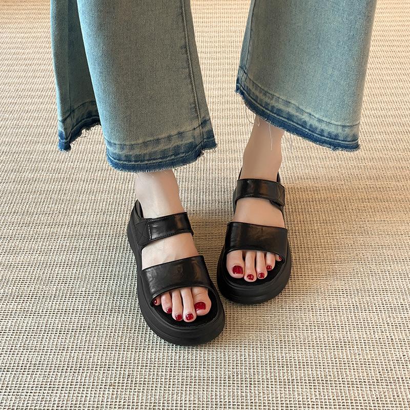 2025 new super lightweight platform sandals women's summer casual height increase with skirt temperament versatile soft-soled Roman shoes