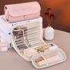 Borsa Trucco Multifunzionale Pieghevole Grande Capacità Porta Pennelli Cosmetici Rossetto Matita Sopracciglia Organizer Portatile da Viaggio Pochette per Articoli da Toeletta