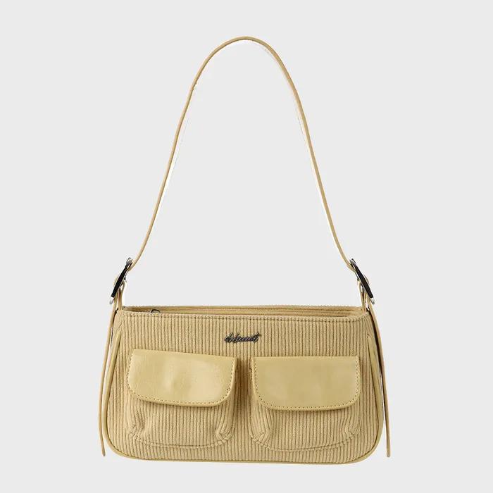 Two-Pocket Corduroy Bag [3 Colors]