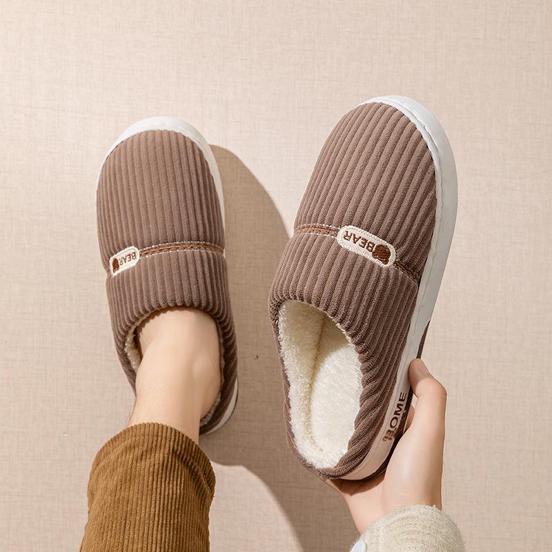 Shoes Home Warm Fleece Home Slippers 2025 Cotton Shoes Non-slip Thick-soled Plush Winter Cotton Mop