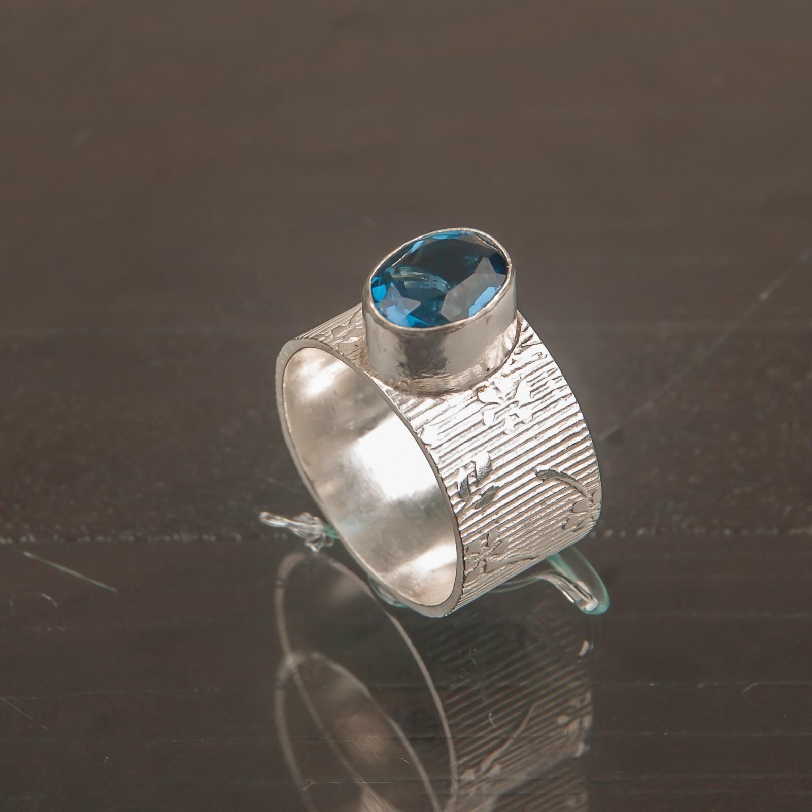 

London Blue Topaz Gemstone 925 Sterling Silver Women Jewelry Handmade Gift Ring RR-3-8 13