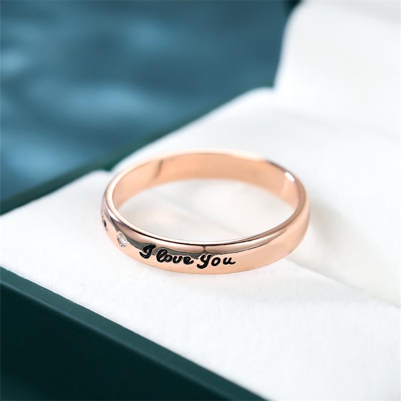 1 Pz Colore Oro Rosa Pietra Bianca Ti Amo Anello Nuziale San Valentino Festa della Mamma Gioielli Regalo