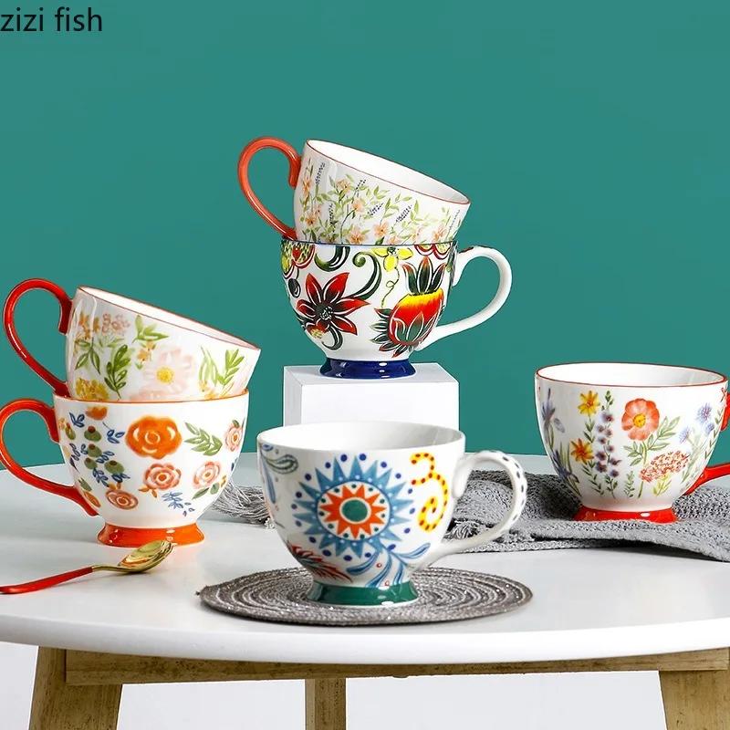 Hand Painted Ceramic Mug Large Capacity Water Cup Milk Mugs Cereal Breakfast Cups Coffee Cup Milk Tea Cups Coffee Mugs Tea Mugs
