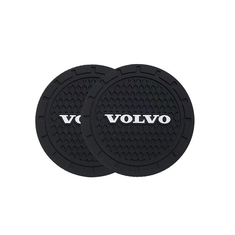 2Pcs Car Silicone Coaster Anti-Slip Water Cup Drink Mat Interior Decoration For Volvo XC90 V90 V60 XC60 V40 EC40 EX40 Keychain