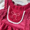 Girls' Winter Velvet Bow Dress - AWB106