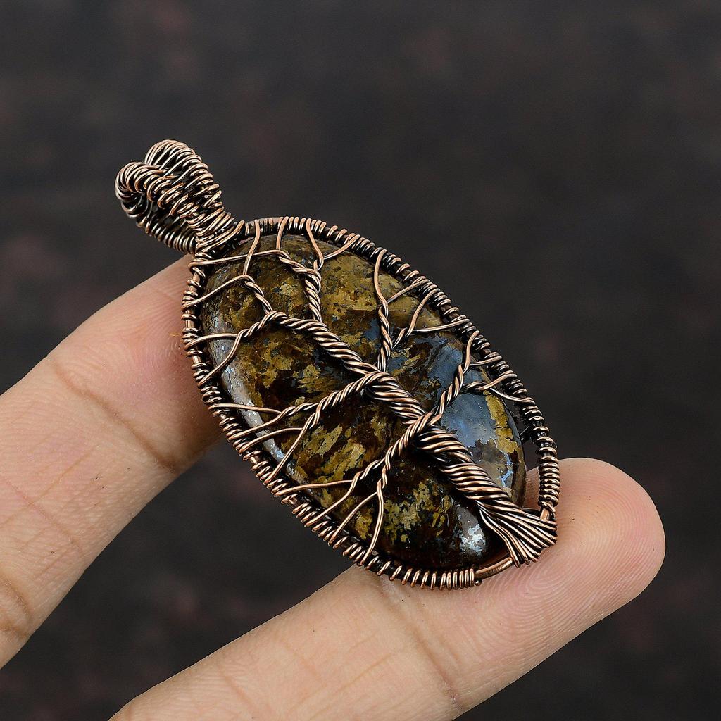 Tree Of Life Bronzite Pendant Copper Wire Wrapped Pendant Handmade Pendant Dainty Copper Jewelry Gemstone Pendant Wire Wrap Bronzite Jewelry