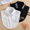 Vintage White Woman Fake Collar Black Crystal Lady Detachable Collar Shirt Neckwear False Collar With Beads Clothing Accessories