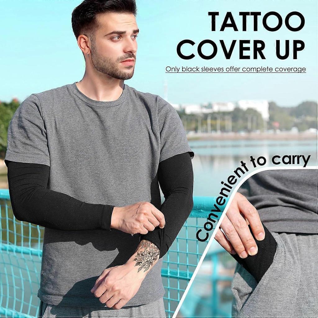 4 Paires de Manches de Protection Solaire Anti-UV pour Hommes et Femmes, Manches de Protection Solaire Refroidissantes à Compression - Sports - Exercice - Cache-Tatouage 4 Paires