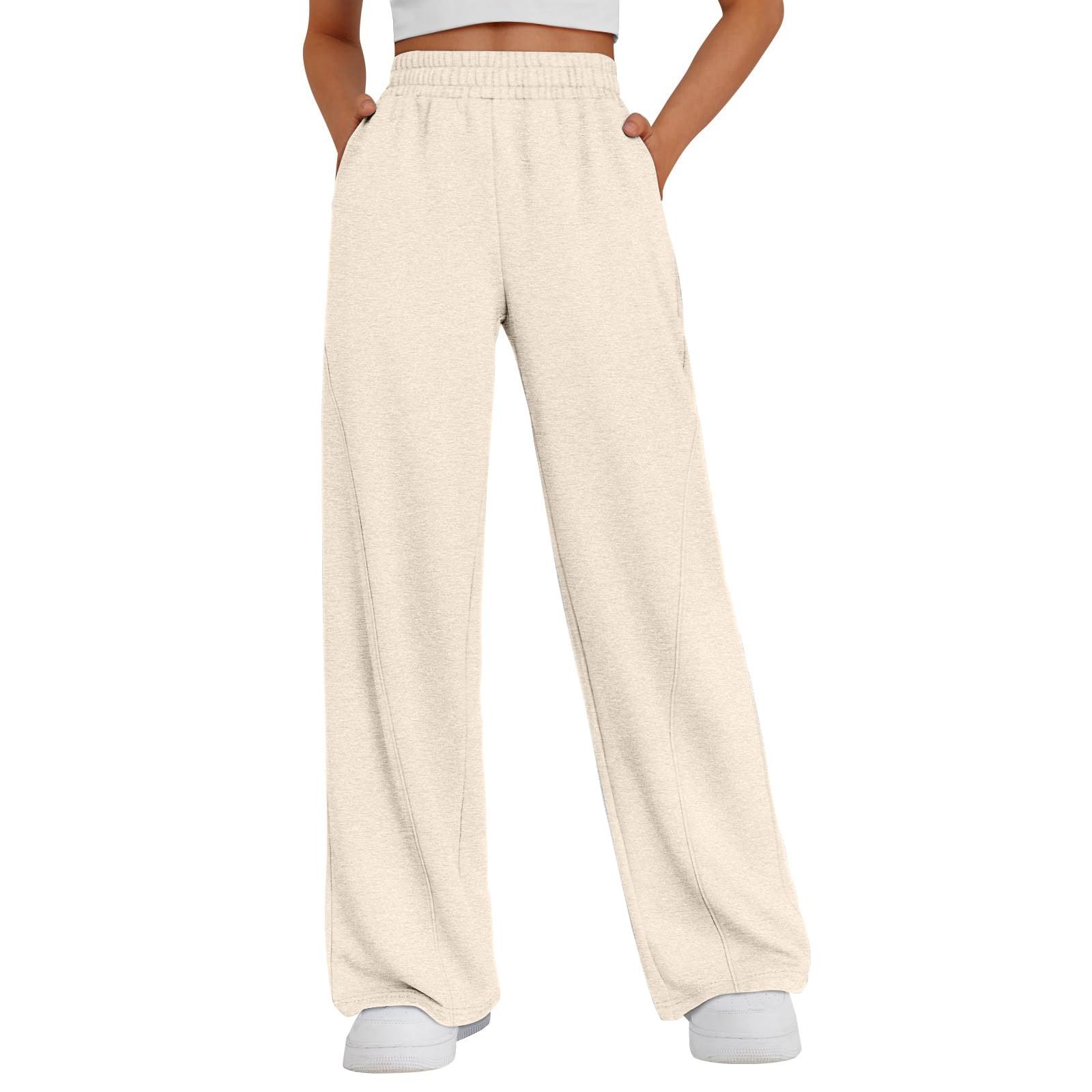 

Women s Winter Sweatpants Solid Color Casual Pants Women s Fleece Sweatpants Wide Leg Straight Pants XL