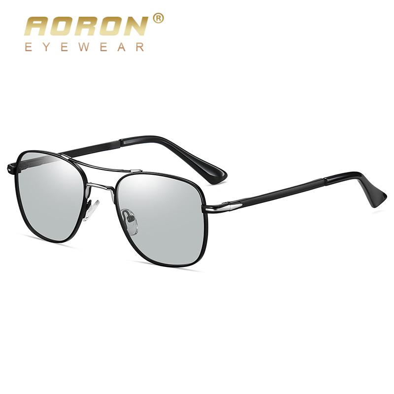 aoron Polarized Sunglasses Men's Fashion Double Beam Metal Sunglasses Outdoor Cycling Sunglasses