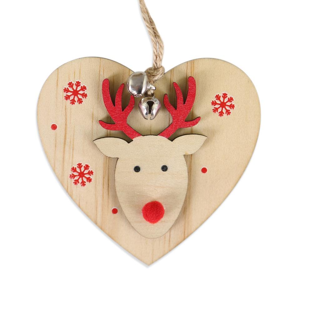 Wooden Santa Claus Pendant Cartoon with Bells Christmas Wooden Ornament Elk Christmas Pendent Reindeer Door Hanging New Year