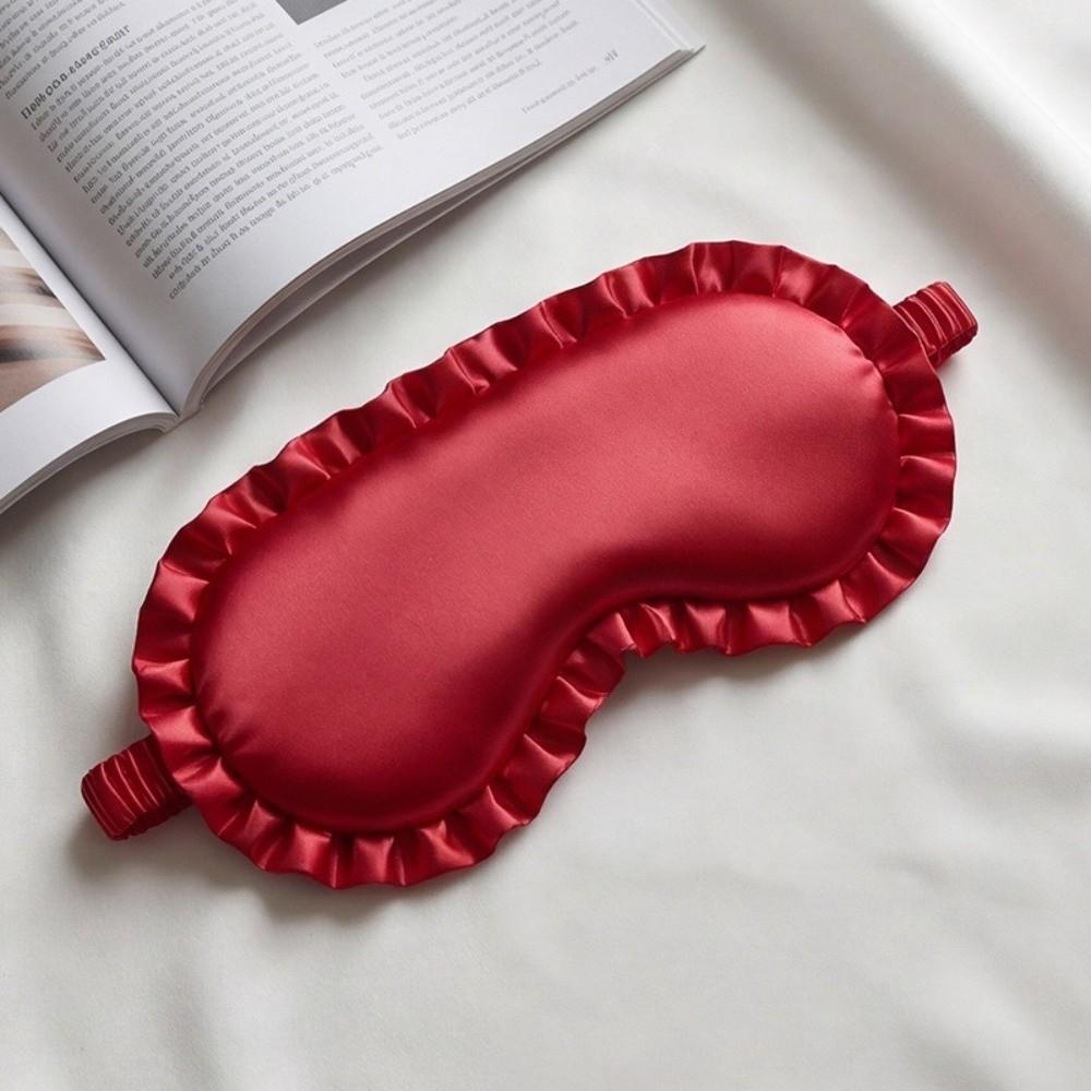 Breathable Silk Ruffle Sleep Eye Mask Soft Texture Blackout Eye Patches For Woman