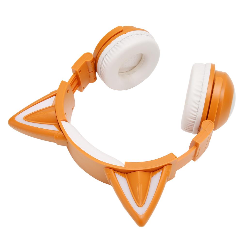 Cat Ear Bluetooth Headset Stereo Cute High Sensitivity Built in Mic Adjustable LED Kids Headset with 3.5mm Cable Yellow