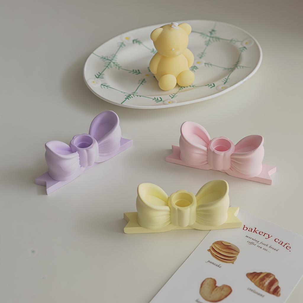 Unique Diy Ornaments Gift Ins Candlestick Holder Vintage Decorative Bow Candle Holder Stylish Craft Mini Stands Aromatherapy