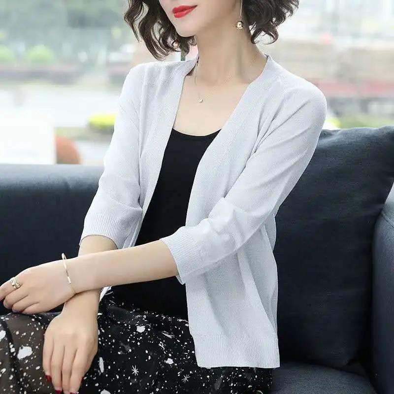 

WTEMPO Повседневный универсальный длинный рукав тонкий свитер кардиганы большой размер однотонный цвет V-образный вырез свободные вязаные кардиганы для женщин весна осень XL белый