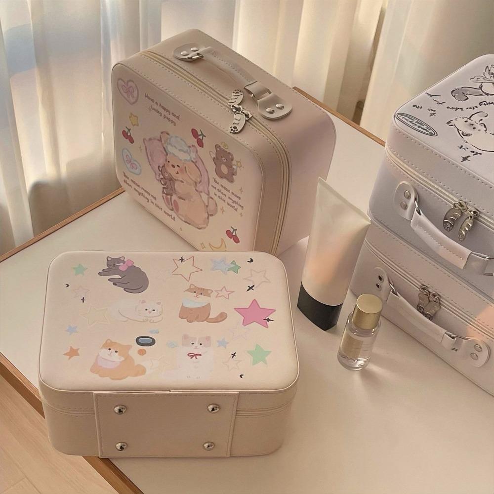 

ПУ макияж коробка милый принт чемодан для хранения портативные дорожные сумки
