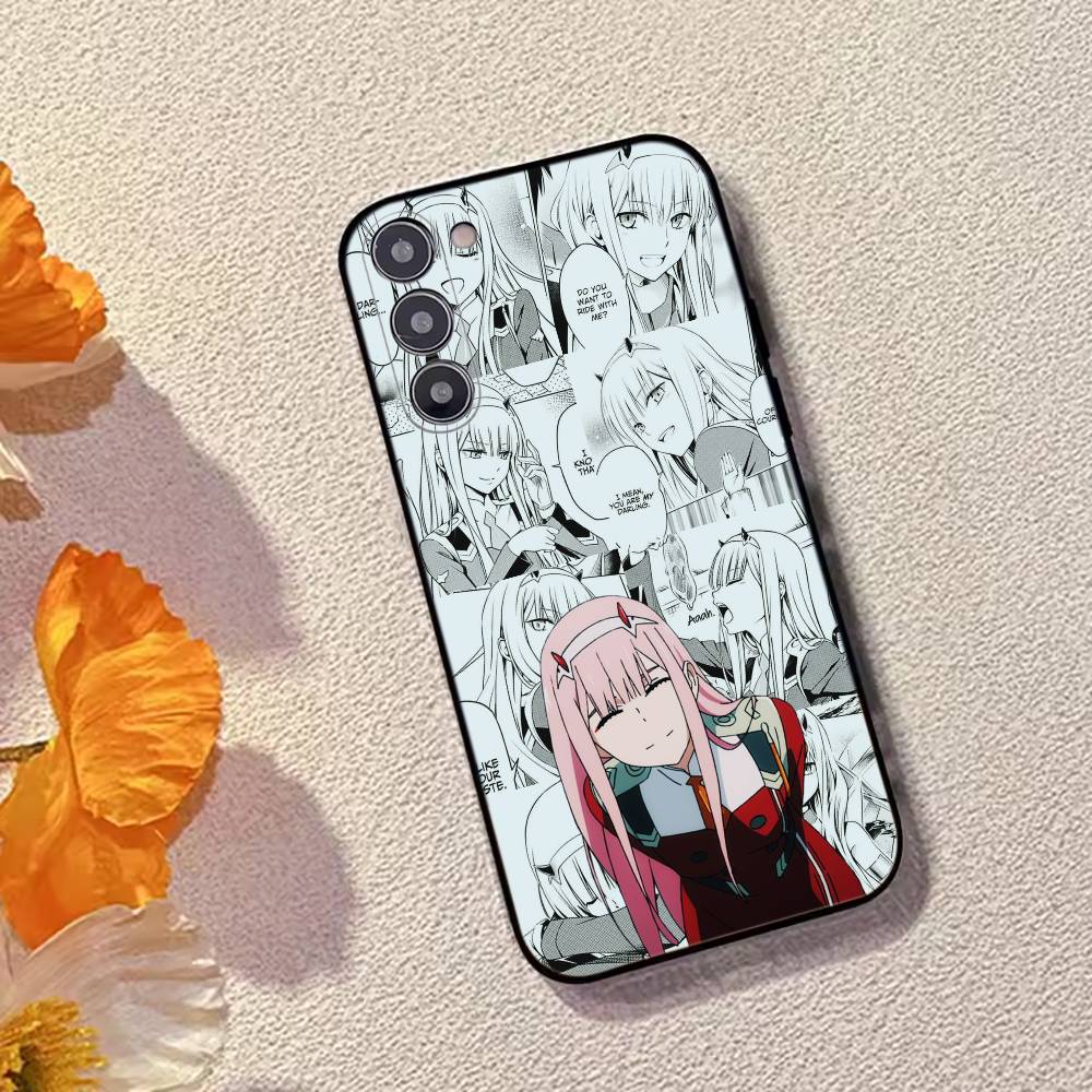 Lovely Zero Two 02 Hot Anime Phone Case For Samsung Galaxy A73,A72,A71,A70,A53,A52,A51,Soft Silicone Black Cover