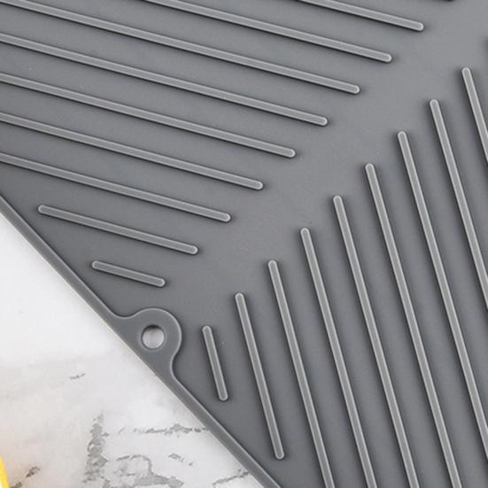 Tapis de séchage en silicone pour vaisselle avec drainage rainuré Résistant à la chaleur Protection de plan de travail pour cuisine Tapis antidérapant pour évier Réfrigérateur Tiroir