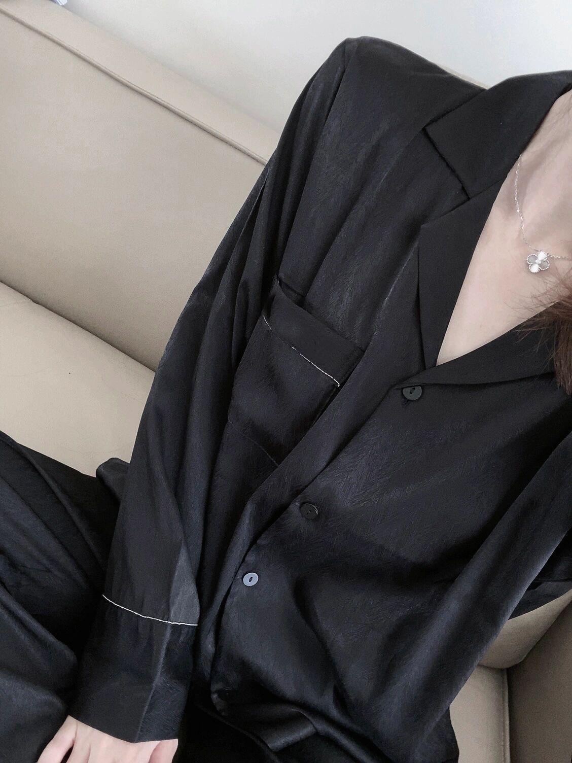 

Женский комплект из двух предметов с длинным рукавом из ледяного шелка на 2025 год для весны и осени 2XL 64-73kg