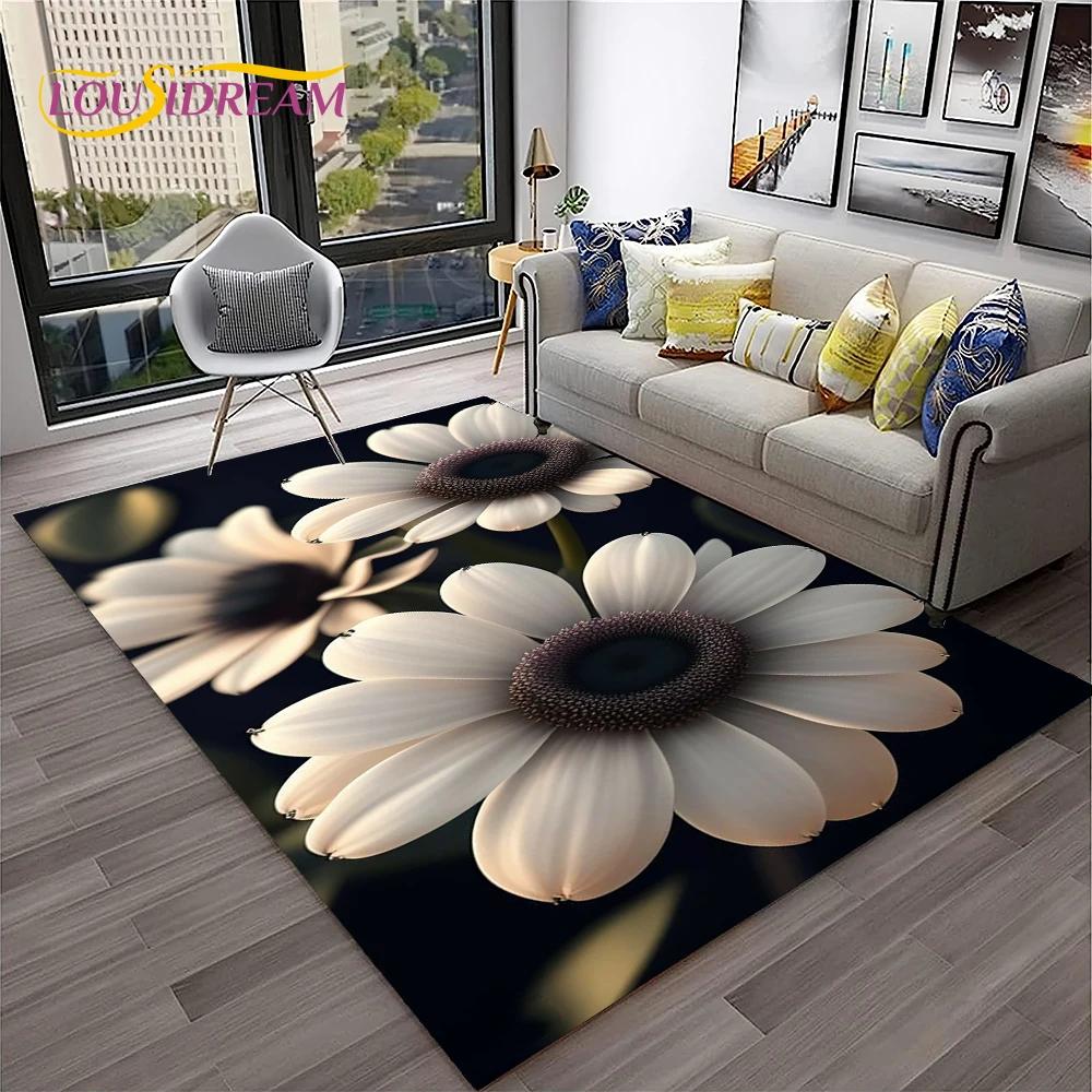 Daisy Nordic Sun Flowers  Carpet Rug for Home Living Room Bedroom Sofa Doormat Decor,kids Play Area Rug Floor Mat
