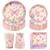 Butterfly Disposable Tableware Set Paper Plate Cup Napkins Pink Butterfly Birthday Party Decoration Baby Shower Wedding Supplies