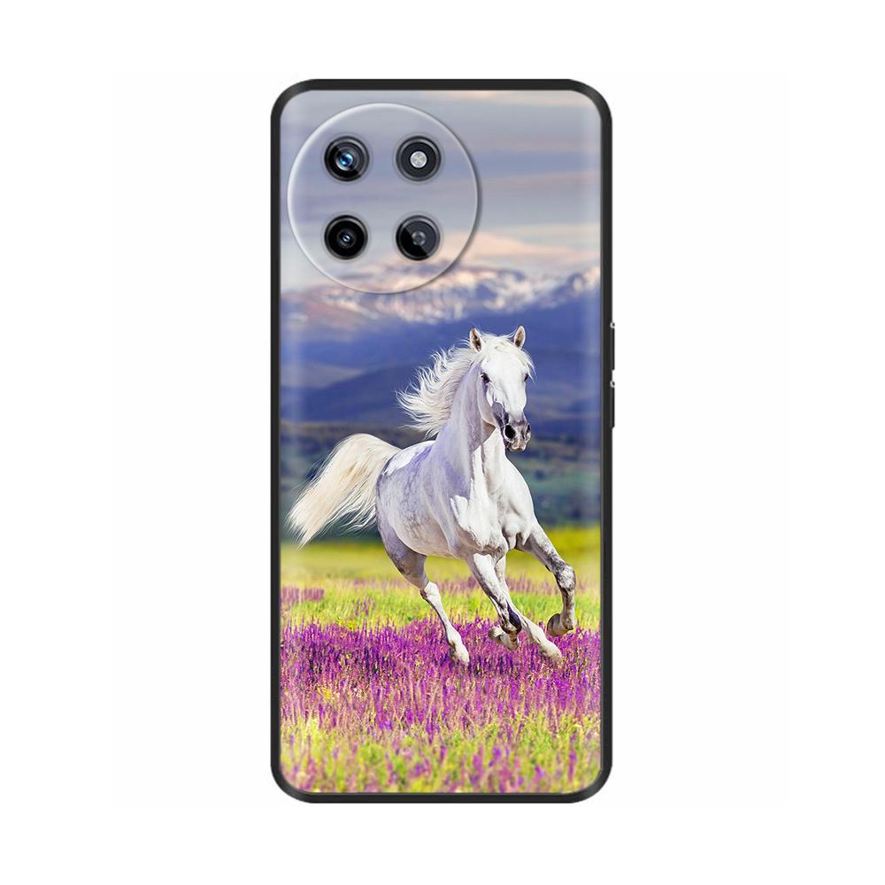 Für Realme 11 4G Hülle Silikon Weich Marmor Blume Schwarzer Stoßfänger Fundas Coque Für OPPO Realme 11 4G 6.43" realme11 Bemalte Abdeckungen