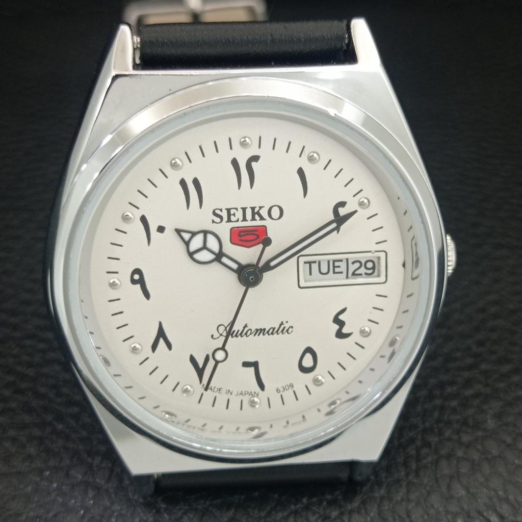 JAPAN VINTAGE REFURBISHED SEIKO 5 AUTOMATIC 6309A MENS WHITE WATCH a442579-1