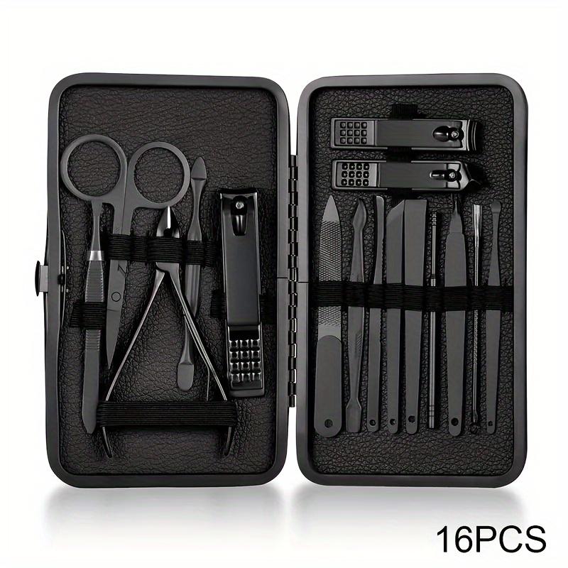 Classic Black Manicure Set Hand Feet Facial Stainless Steel Accessories, All Black Nail Clippers