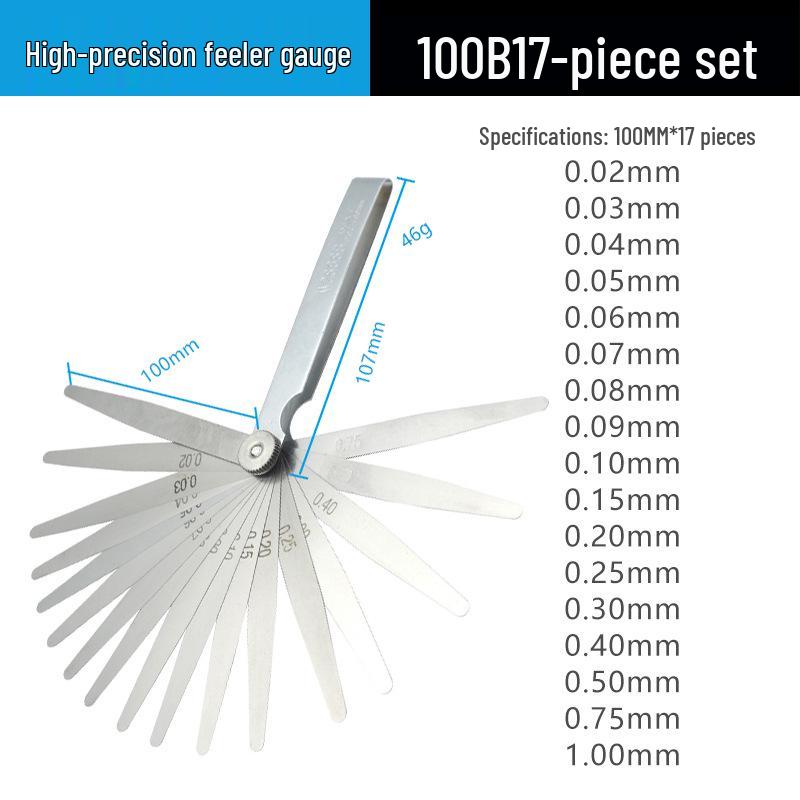 Stainless Steel Feeler Gauge, 100x17 & 100x14 Sizes, Various Specifications