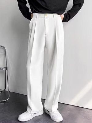 Men's Spring Japanese-Style Casual Black Wide-Leg Trousers 