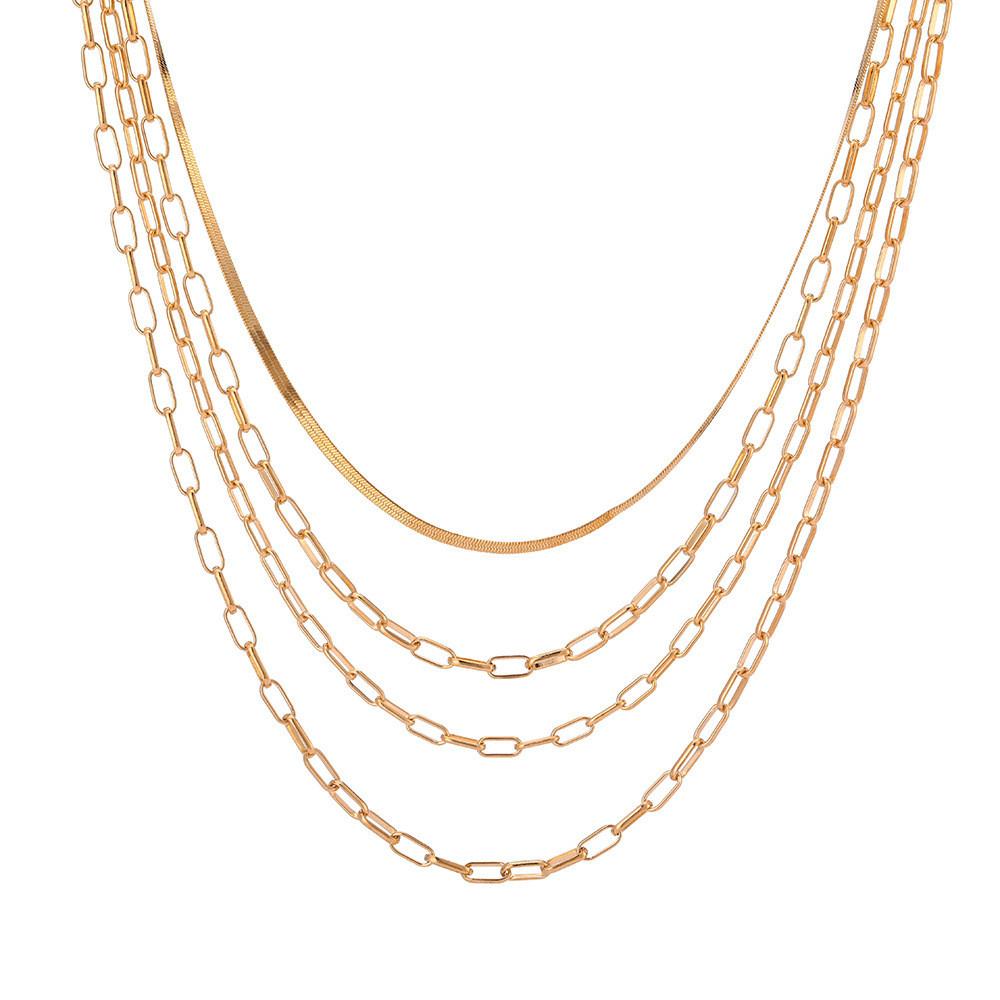 Elegant Multi-layered Chain Necklace Featuring Stylish Geometric Design For Women