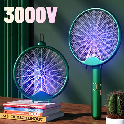 Fly Swatter Electric Racket Rechargeable Bug Zapper Racket Portable Foldable 2-in-1 Mosquito Killer Trap for Home Bedroom Patio